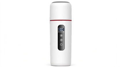Portable Car Kettle in white with a red accent ring, studio shot